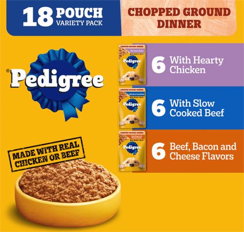 PEDIGREE Adult Canned Wet Dog Food Chopped Ground Dinner Variety Pack (18) 3.5 oz. Cans