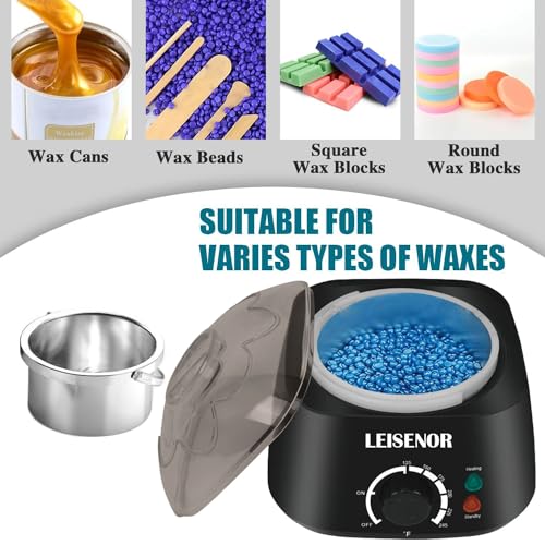 Waxing Kit for Women Men Digital Wax Warmer Hard Wax Kit with 400g Wax Beans for Full Body Brazilian Bikini Armpit Hair Removal Black