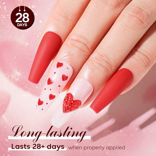 Nicedeco Gel Nail Polish Valentine's Day 6 Colors Red Burgundy Red Sparkle Nail Polish Gel Manicure DIY Salon Nail Art Gifts for Women