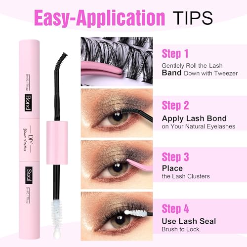 Pawotenes 280pc Cluster Lashes Kit with Bond & Seal 9-16mm