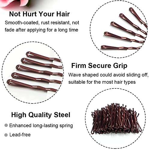 Mini Bobby Pins 200ct Brown with Storage Case