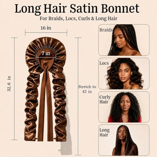 Double Layer Satin Bonnet for Long Hair - Heatless Curl Cap