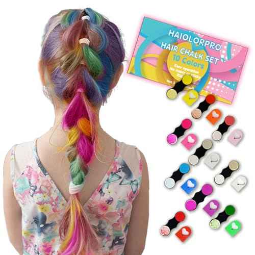 10PCS Hair Chalk for Girls, Temporary Hair Color Washable, Temporary Hair Dye for Kids Women Men, Gifts for Teens Girls, Boys, Kids, Halloween, Cosplay, Party