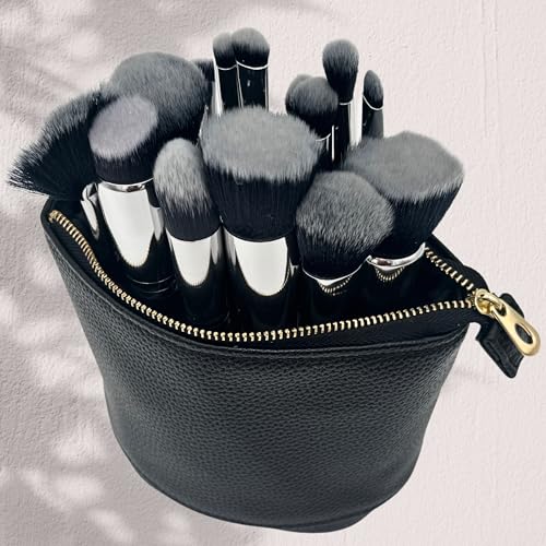 JAZD Convertible Travel Makeup Brush Bag Beige - Stand-Up Cosmetic Organizer