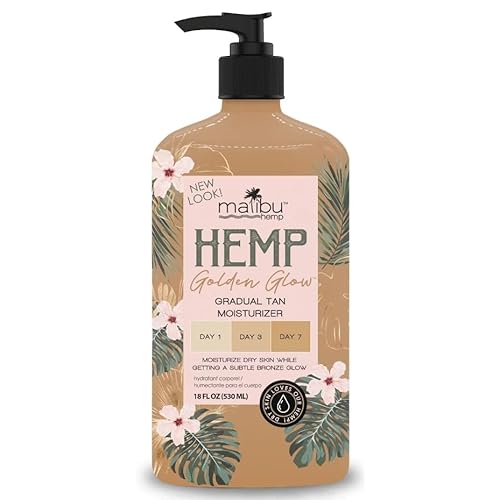 Malibu Tan Hemp Golden Glow Skin Firming Lotion, Medium Deep, 18 fl oz (530 ml) - 1-PACK