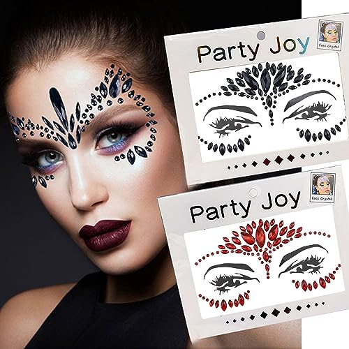 Red and Black Rhinestone Face Body Gems Stickers