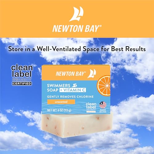 Swimmers Soap + Vitamin C | All Natural Body and Face Wash Soap Bar | Neutralizes and Washes Away Chlorine After Swimming | Revitalizes Sensitive Skin | 2-Pack of 4 Ounce Soap Bars