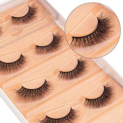 DYSILK Wispy Lashes False Eyelashes - Mink Lashes 5 Pairs 6D Faux Eyelash Extension False Eyelashes Mink Lash Natural Look Fake Eyelash Reusable Strip Lash Kit | Wispy-10-15mm