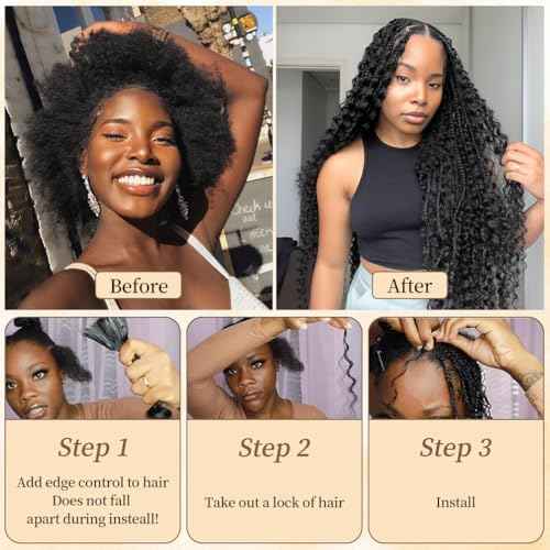 Human Braiding Hair for Boho Knotless Braids 3 Bundles 16 Inches 120g Deep Wave Bulk Human Hair for Braiding Hair Wet and Wavy 10A Brazilian Virgin Human Bohemian Hair for Braiding 99J