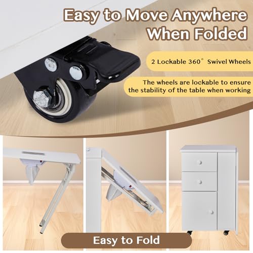 Winado Foldable Manicure Table with Dust Collector & Storage