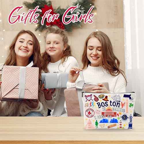 Boston Souvenirs Cosmetic Bags For Women£¬Boston Is Calling I Must Go, Makeup Organizer Bag, Toiletry Pouch, Small Travel Storage Bag, Boston Themed Gifts, Women Essentials - D08