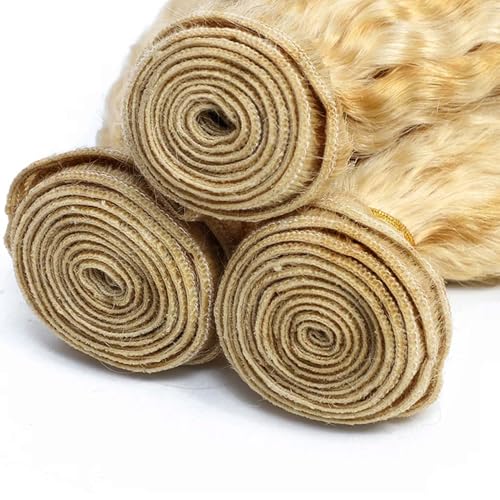 30 32 34 inch P27/613 Human Hair Bundles Blonde Kinky Straight Bundle 2 Tone #27 Mixed With #613 Yaki Straight Bundles