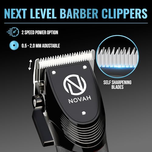NOVAH Professional Cordless Hair Clippers for Men - 23-Piece Barber Kit