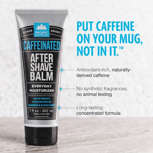 Pacific Shaving Co Caffeinated Aftershave 3.4 oz – Paraben-Free, Made in USA