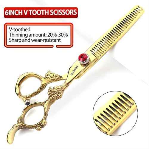 6 inch /7 inch salon professional salon scissors salon hairdresser hair cutting hairstyle pruning tools Japan 440c high hardness stainless steel golden (6 inch 2pcs)