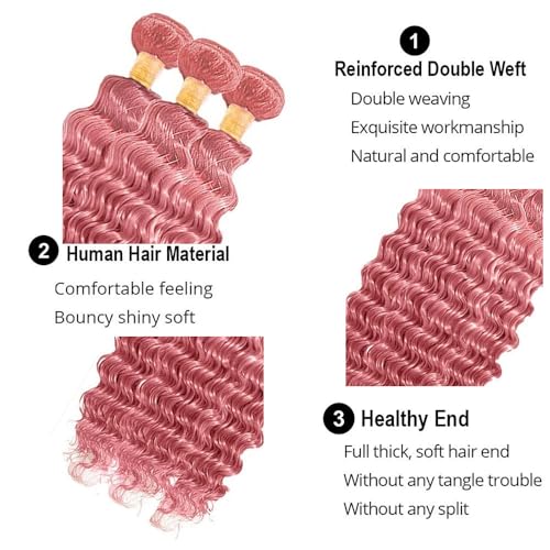 Pink Water Wave Human Hair Bundles 26 28 30 Inch