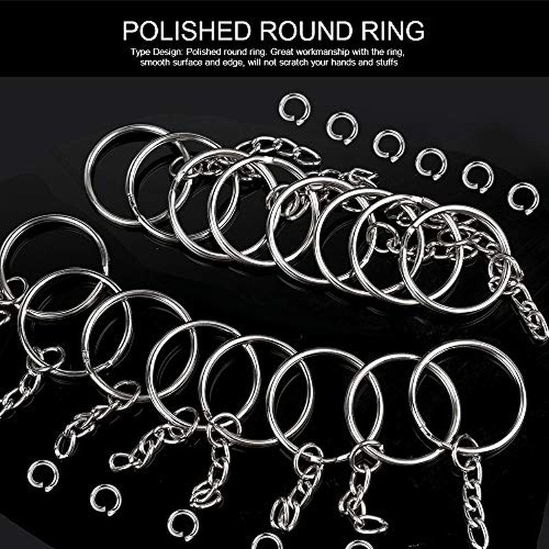 Teenitor 20PCS Key Chain Rings 1 Inch Nickel Metal