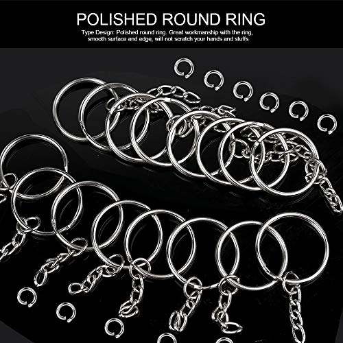Teenitor 20PCS Key Chain Rings 1 Inch Nickel Metal