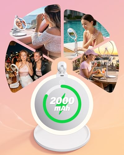 Travel Makeup Mirror with Lights, 1X/30X Magnification, 3 Color Modes