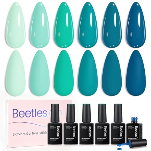 Beetles 6 Colors Gel Nail Polish Set - Ocean Haven Teal & Blue Kit