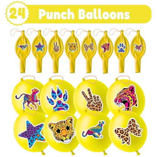 Cheetah Party Favors Pack - 24 Punch Balloons & 48 Tattoos