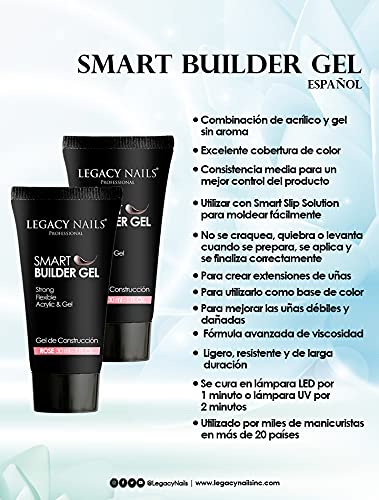 LEGACY NAILS SMART BUILDER GEL 1oz - Odor-Less, Full-Color Coverage, Advanced Viscosity Formula, Perfect for Sculpting Nail Extensions (Rose)