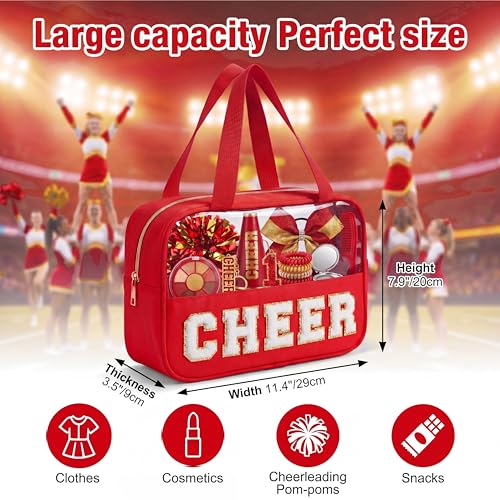 Cheer Makeup Bag with Chenille Letters - Cheerleader Cosmetic Pouch