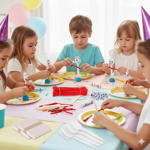 Fork Craft Kit with Pipe Cleaners, Clay & Googly Eyes (100 Set)