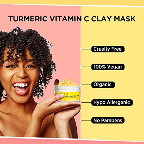 Turmeric Vitamin C Clay Mask # 130g, Blackheads Acne Dark Spots Remover with Turmeric Extract, Glowing Skin, Refining Pores and Controlling Oil
