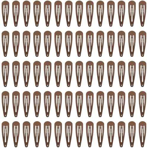 70 Pack Barrettes Women Metal 2 Inch Snap Hair Clips Accessories, Tuefuzy Brown Hair Barrettes, Non Slip Hair Clips for Girls, Kids, Teens, Women