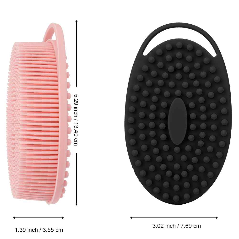 Soft Silicone Body Scrubber 6 PCS Silicone Body Shower, Silicone Loofah 2 in 4 Bath and Shampoo Brush, Body Scrubber Shower Cleaning Exfoliating Use for Sensitive Skin, Lather Well