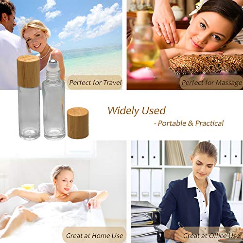 10ml Glass Roll On Bottles with Bamboo Lid – 12 Pack Essential Oil Bottles