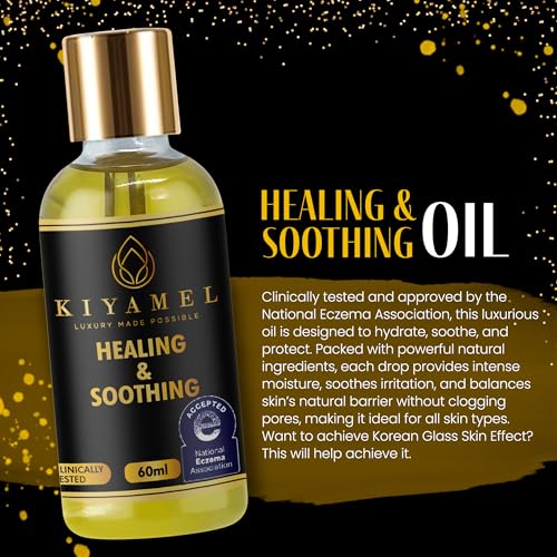 KIYAMEL Healing & Soothing Essential Oils for Itchy Dry Skin Restorative Body Oil with Vitamin E Argan and Jojoba Moisturizing and Soothing Skincare for Adults