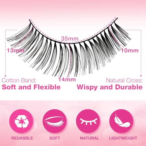 Path to Love C10D1# Wispy Natural Fake Eyelashes 10 Pairs, Waterproof, Beginner Friendly