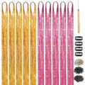 Uikreo Gold + Pink Hair Tinsel Kit for Women Girls - Easy DIY Extensions