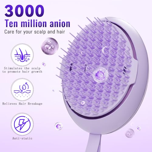 Electric Scalp Massager with Ionic Hair Growth Brush - Purple