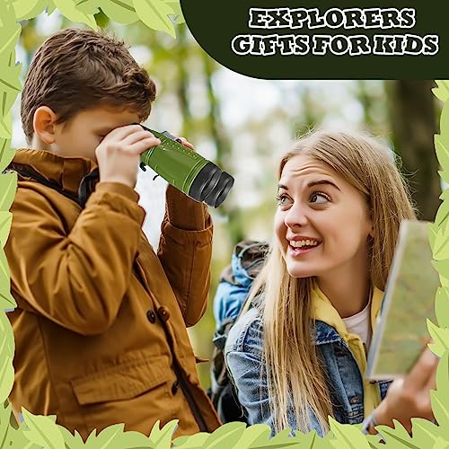 Libima 24 Pcs Binoculars for Kids Educational Compact Kids Binoculars with Neck String Toddler Binoculars for Boys Girls Learning Bird Watching Camping Hiking Travel Safaris Birthday Gifts (Green)