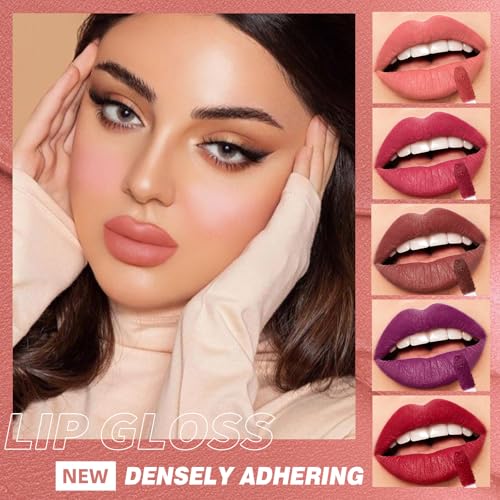 6Pcs Matte Liquid Lipstick, Long Lasting High Pigment Lip Gloss Set, Non-Stick Cup Not Fade Waterproof Lipstick for Women