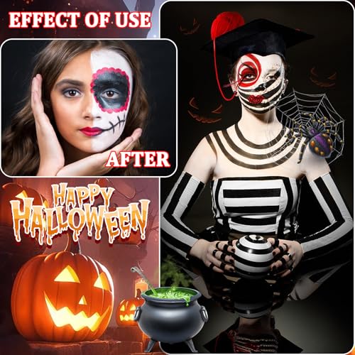 White Black Red Face Body Paint,Blendable Halloween Face Body Paint Clown Special Effects Makeup Kit,Highly Pigmented Washable Cream Body Painting for Halloween Clown Cosplay Theme Parties Costume