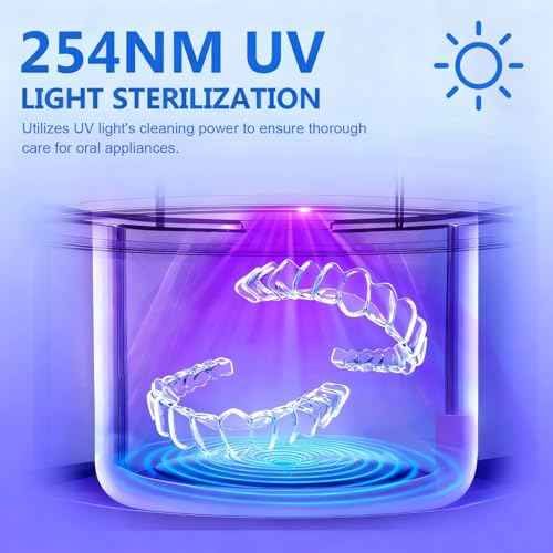 Dental Ultrasonic Retainer Cleaner Machine - Dental Cleaning Pod for Denture, Mouth Guard, Aligner, Night Guard, Braces, Toothbrush Heads, Jewelry, 45kHz Sonic Cleaner with Digital Timer & 200ML