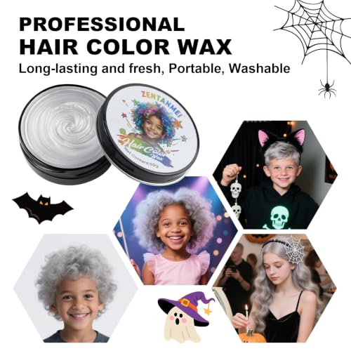 ZENTANMEI Gray Temporary Hair Color Wax Washable Halloween 2.12 oz