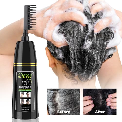 Amzfly Black Hair Shampoo - 3-in-1 Natural Hair Color, Nourishing & Ammonia-Free, 200ml