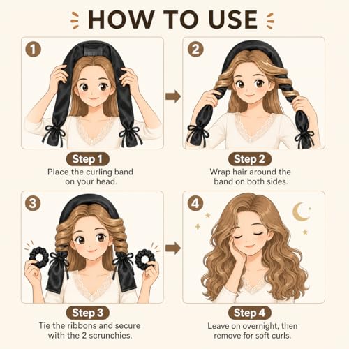 Heatless Curling Headband Set with Comb & Scrunchies