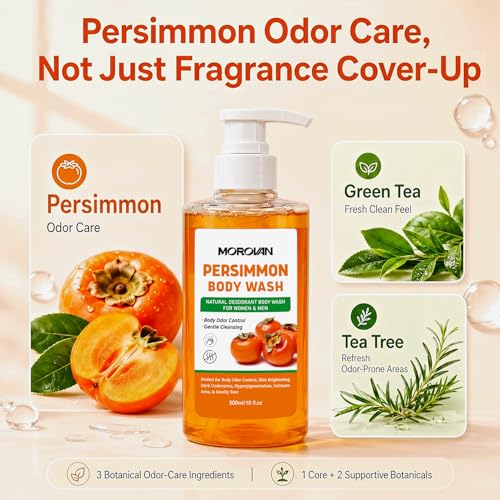 Morovan Persimmon Body Wash for Elderly Skin - Odor Control & Nourishing Cleanser