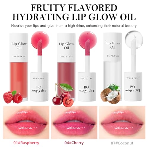 Hydrating Lip Glow Oil - Plumping Lip Gloss, Non-Stick, Fruit Flavored