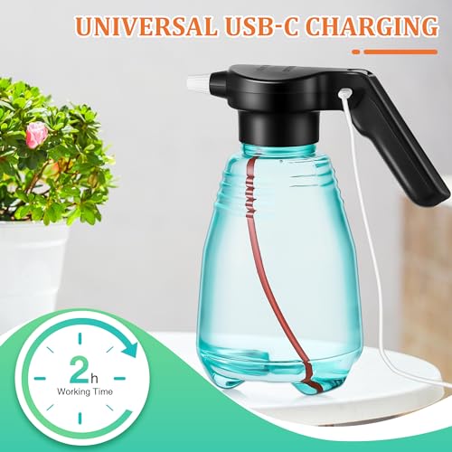 Dunkive 0.5 Gallon Electric Plant Spray Bottle with Green Style, Rechargeable, 2L