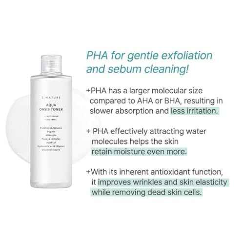S.NATURE Aqua Oasis Toner | PHA, Soothing and Calming Skin,Hydrating, Refreshing Toner for All Skin Types, Korean Skin Care, Vegan | 300ml, 10.14 Fl Oz
