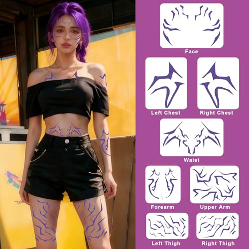 Anime Cosplay Temporary Tattoos - 8 Sheet Full-Body Set