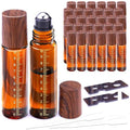 30pcs 10ml Amber Glass Roller Bottles for Essential Oils