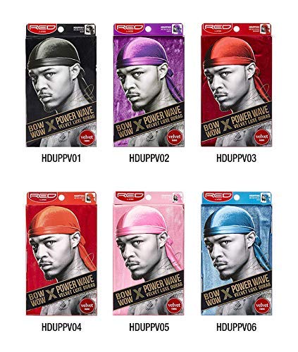 KISS RED Bow Wow Power Wave Velvet Luxe Durag (Black)